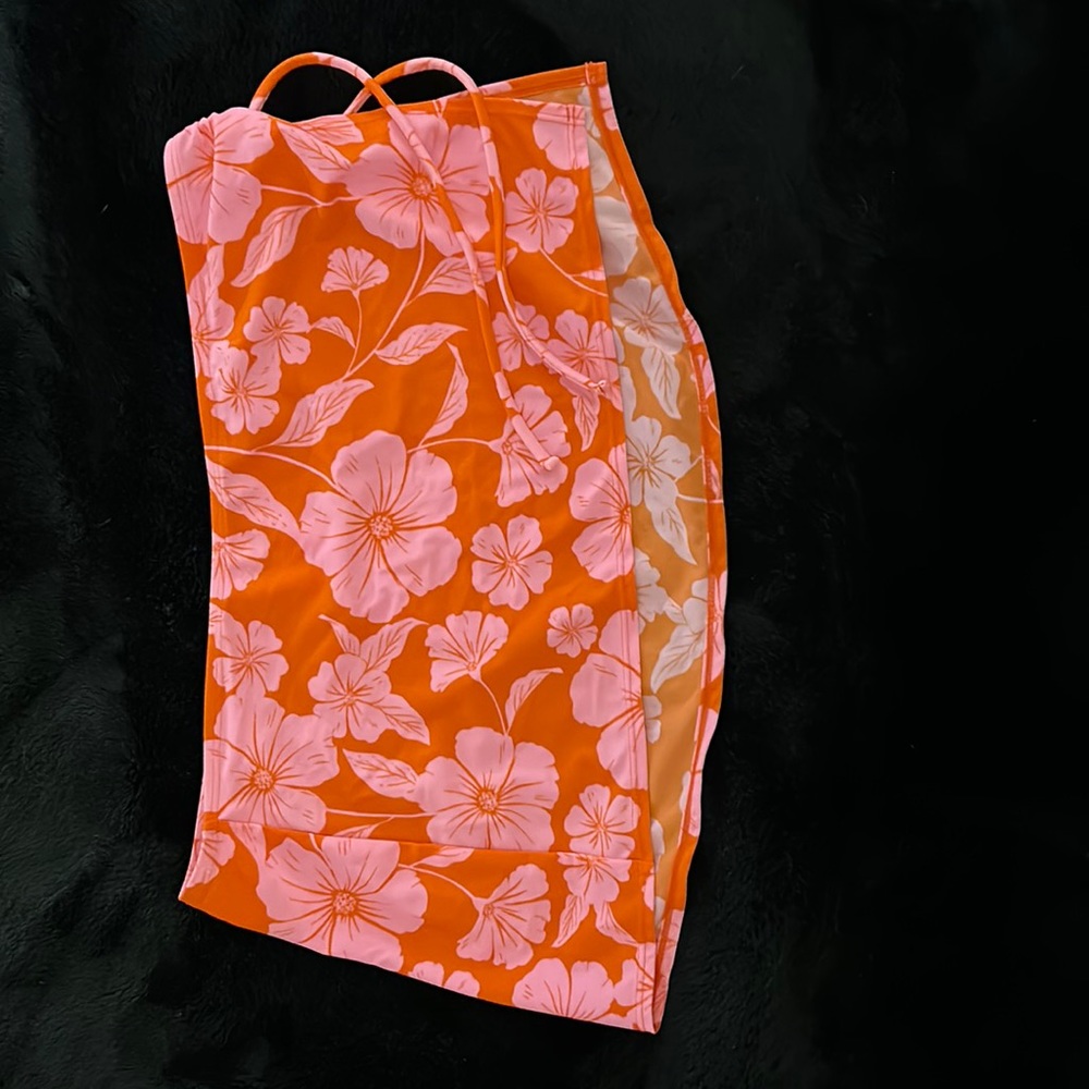 Orange & Pink sarong/swim skirt wild fable size small